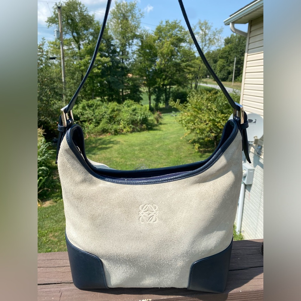 Vintage rare Loewe suede Borsa bag with dust bag